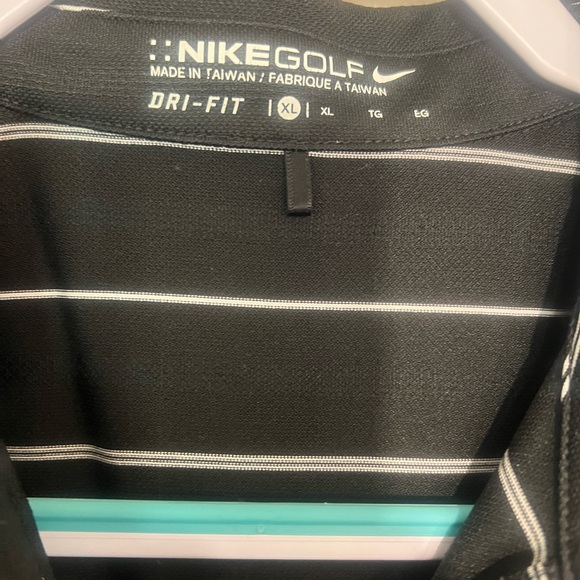 Used Nike Golf Black Polo with White Stripes - Picture 1 of 2